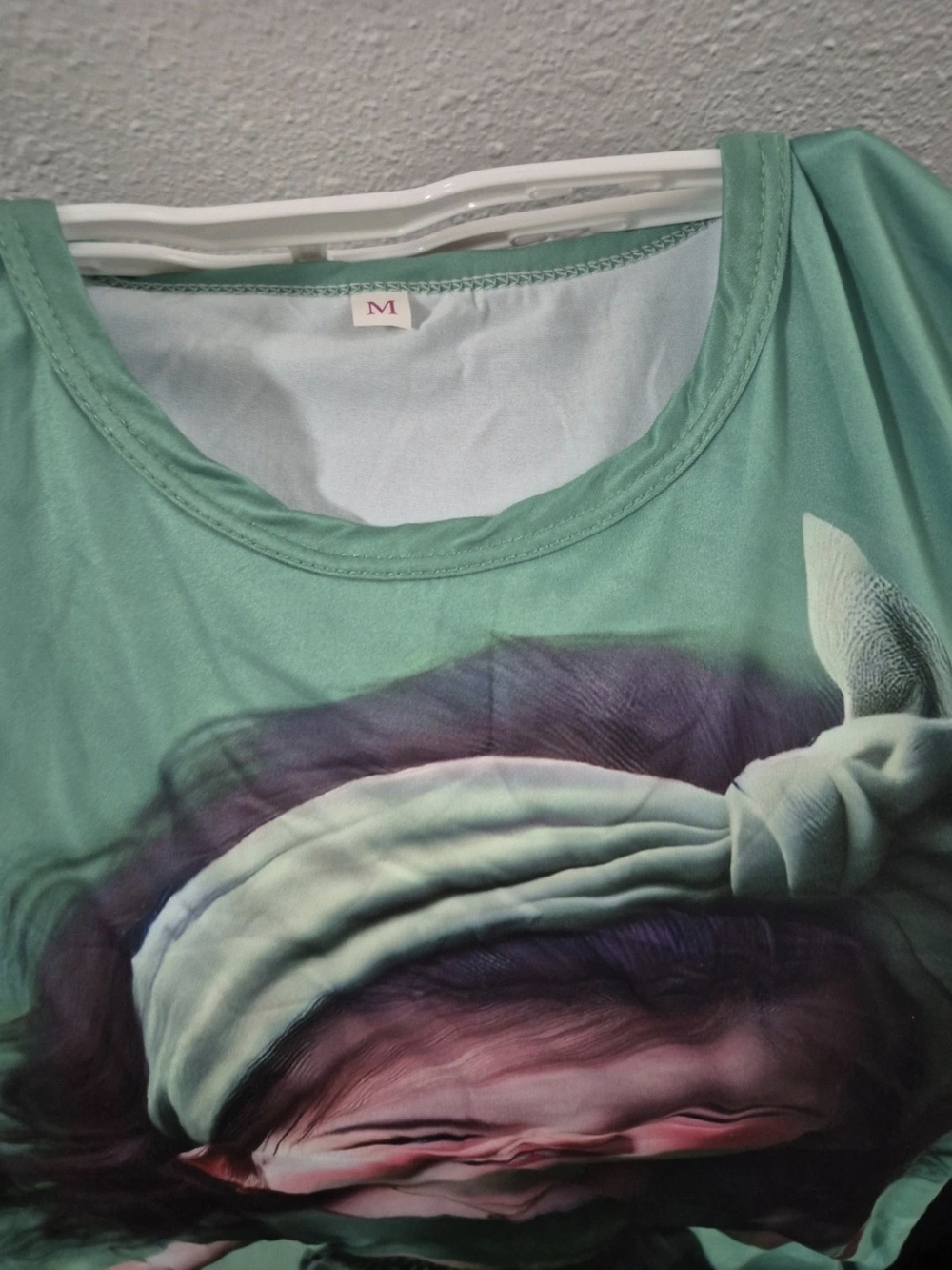 Women's Mint Green Graphic Scoop Neck Top - Size M